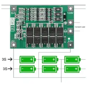 BMS 3S 12V 40A con balanceo para baterías de litio 18650 miniatura 2
