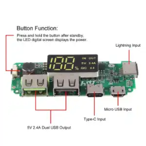 Módulo Power Bank con Display Digital – USB Dual 5V 2.4A miniatura 1
