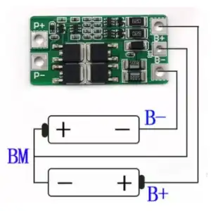 BMS 2S 10A LiFePO4 6.4V con Balanceo miniatura 2